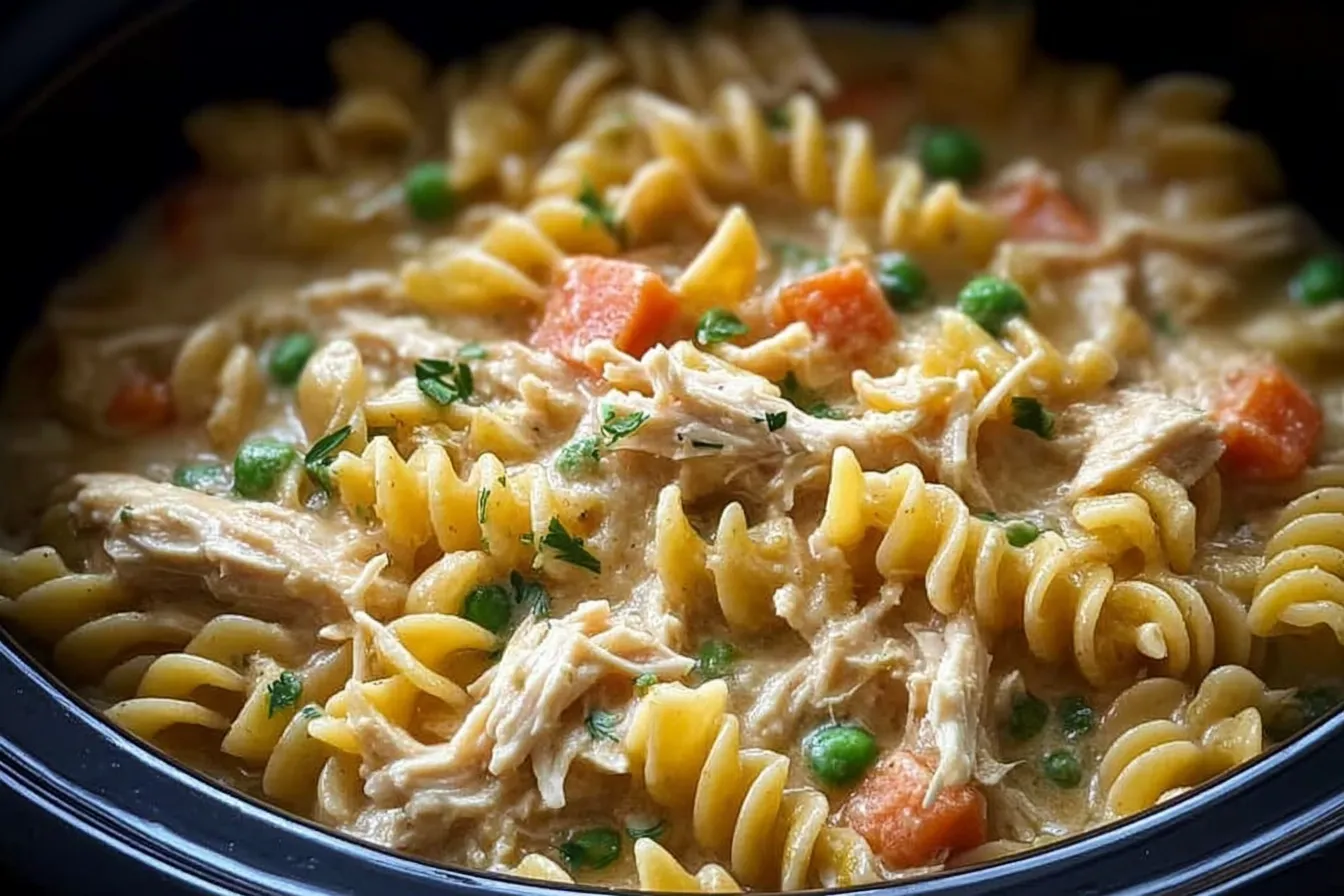 Slow Cooker Chicken Pot Pie Pasta