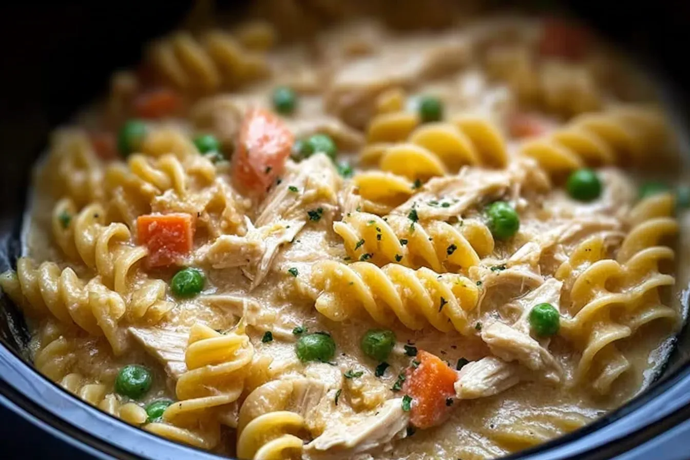 Slow Cooker Chicken Pot Pie Pasta